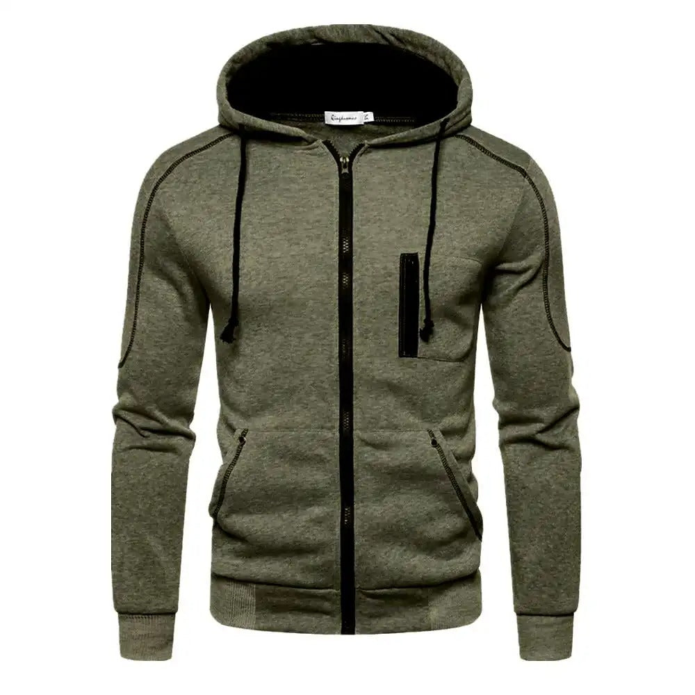 Avslappet beige hettegenser for menn med glidelås, perfekt for en casual og komfortabel hverdagsstil.