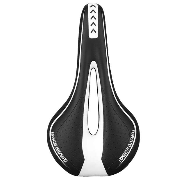 Unisex sykkelsadel for landeveissykkel og terrengsykkel; trykkavlastende og ergonomisk design.