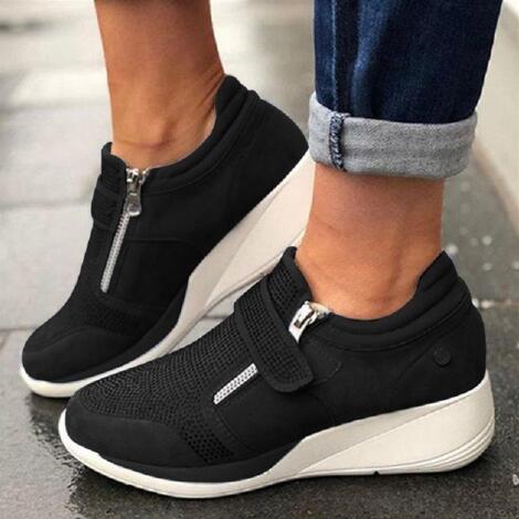 Stilige damesneakers med glidelås, ideelle vårsko for komfortabel hverdagsbruk.