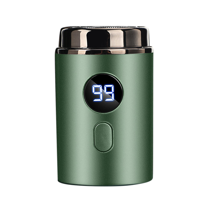 Oppladbar mini elektrisk barbermaskin med ladeindikator, klar for neste glatte barbering.