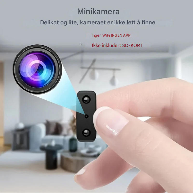 Allsidig minikamera for hjemmeovervåking, tilbyr skarpe Full HD-bilder og diskret design for trygghet.