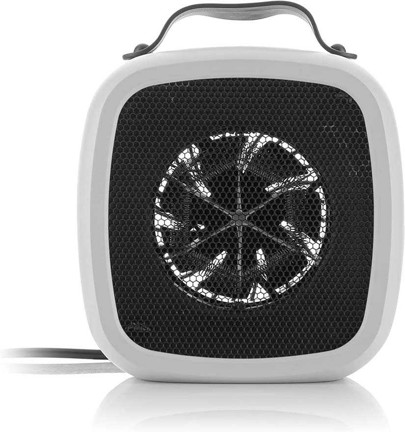 Moderne og kompakt varmevifte, designet for å gi komfortabel og jevn varme til ditt skrivebord.
