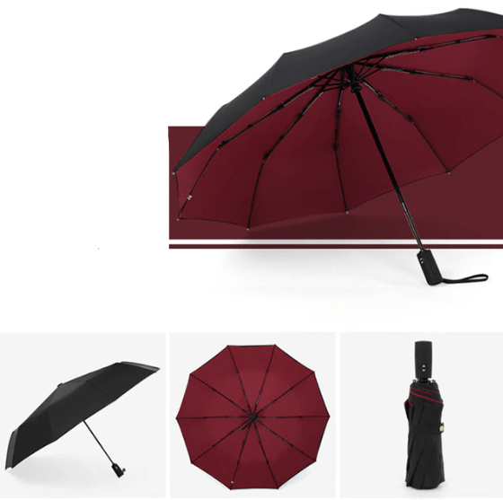 Liten, kompakt reiseparaply som enkelt får plass i vesken, automatisk, vindtett og unisex. Perfekt for regn.
