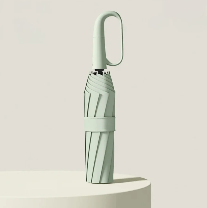 Reflekterende paraply med ergonomisk håndtak. Gir trygghet og beskyttelse mot regn og vind.