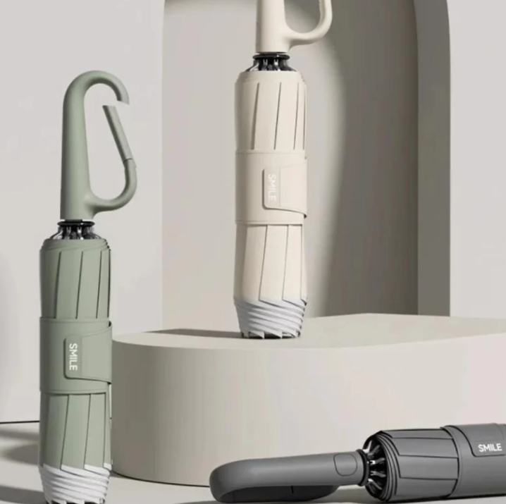 Høy-kvalitets stormsikker paraply, kompakt design med reflekterende kant for optimal sikkerhet.