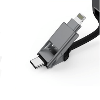 Allsidig 6-i-1 USB-lader som støtter dataoverføring og lading for ulike mobilgadgets.