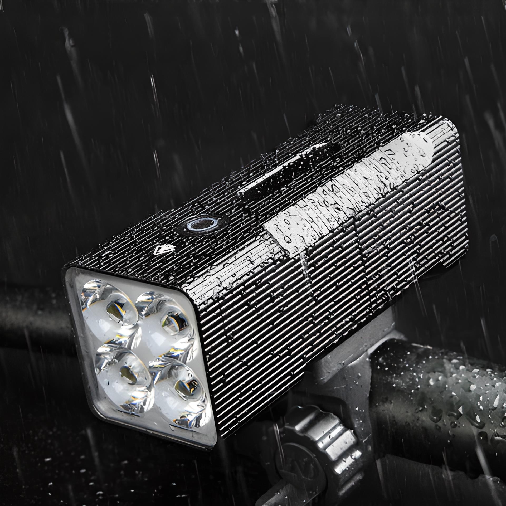 Taktisk LED-sykkellykt med innebygd powerbank for lengre sykkelturer og utendørs bruk.