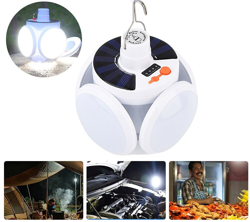 Solcelle LED-lampe lyser opp hagen om kvelden. Vanntett, oppladbar og perfekt hagebelysning.
