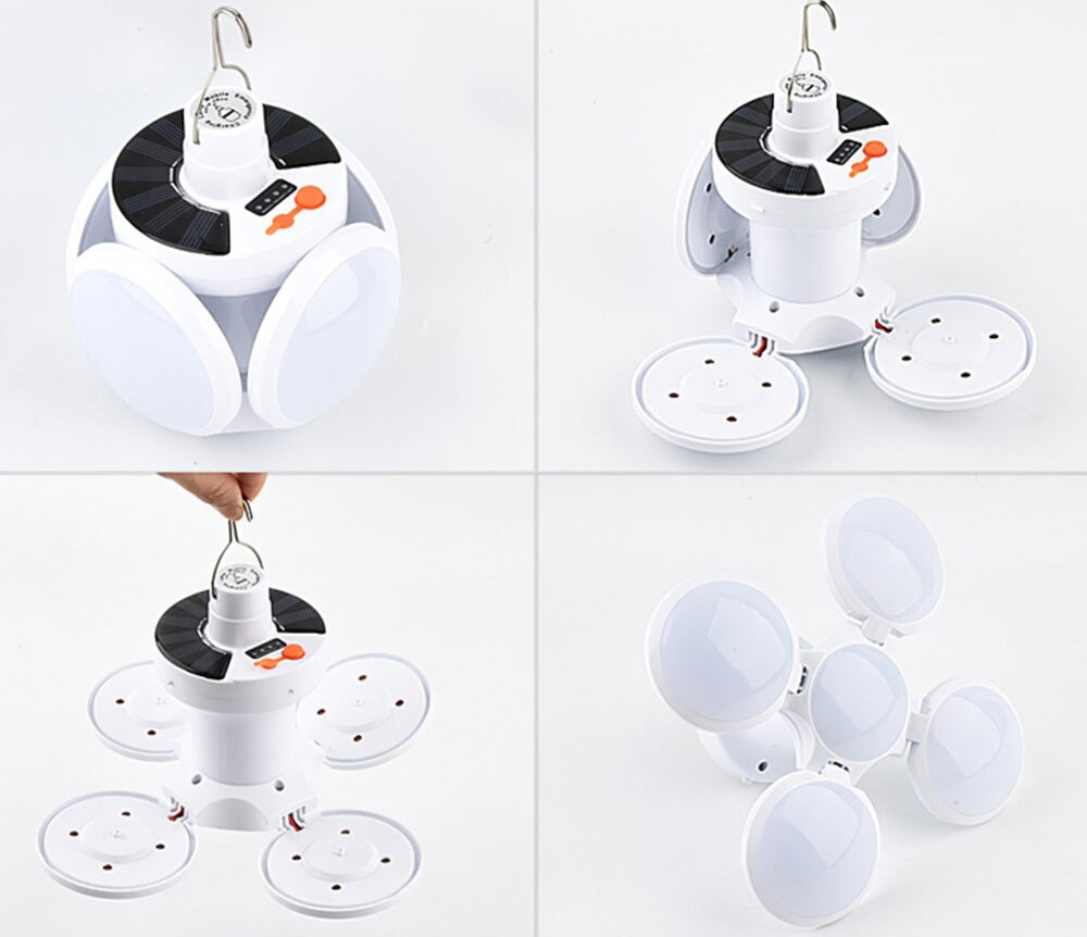 Detalj av solcellepanelet på den oppladbare og vanntette LED-lampen, perfekt for utendørs bruk.