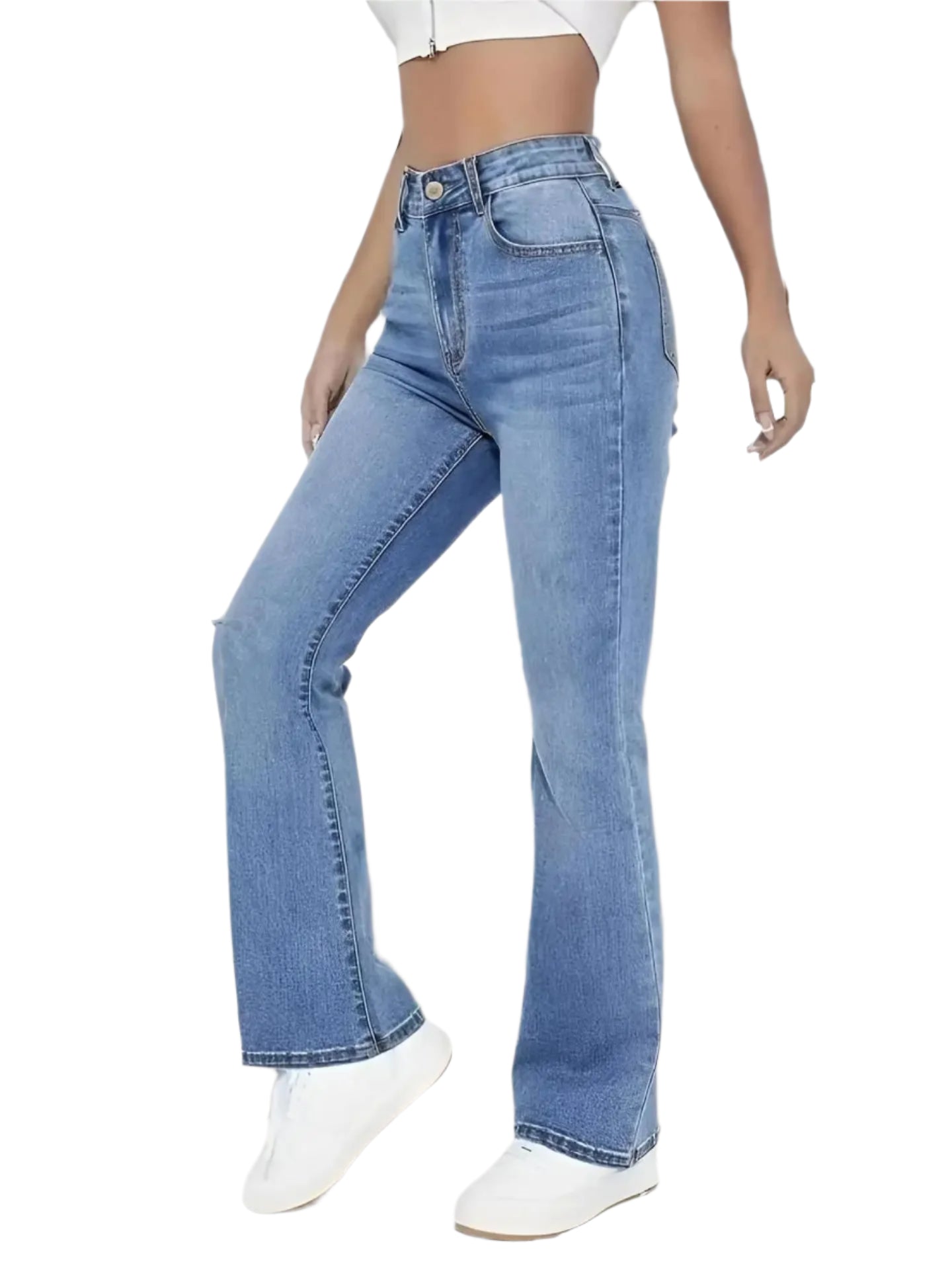 Kvinner høyt sittende slim fit hverdagsjeans, komfortable og stilige for daglig bruk.