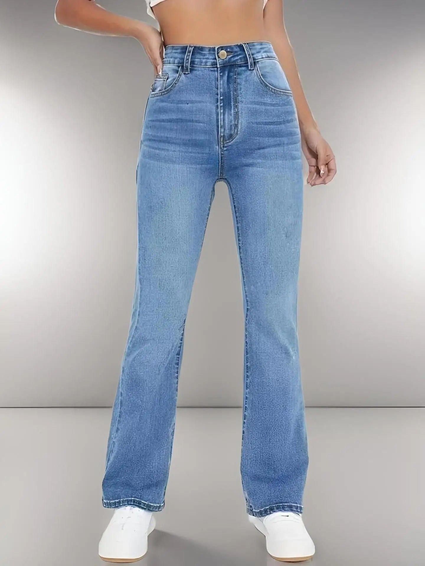Allsidige damejeans med høyt liv, perfekt for en enkel hverdagsstil og komfort hele dagen.