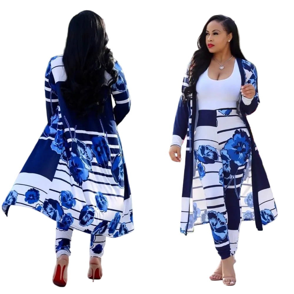 Kvinner mønstret todelt kimono cardigan sett for sommer, elegant og komfortabel strandstil.