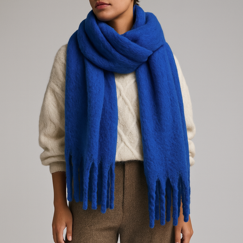 Komfortabelt, langt oversized skjerf for kvinner. Gir varme og stil i vintermånedene.