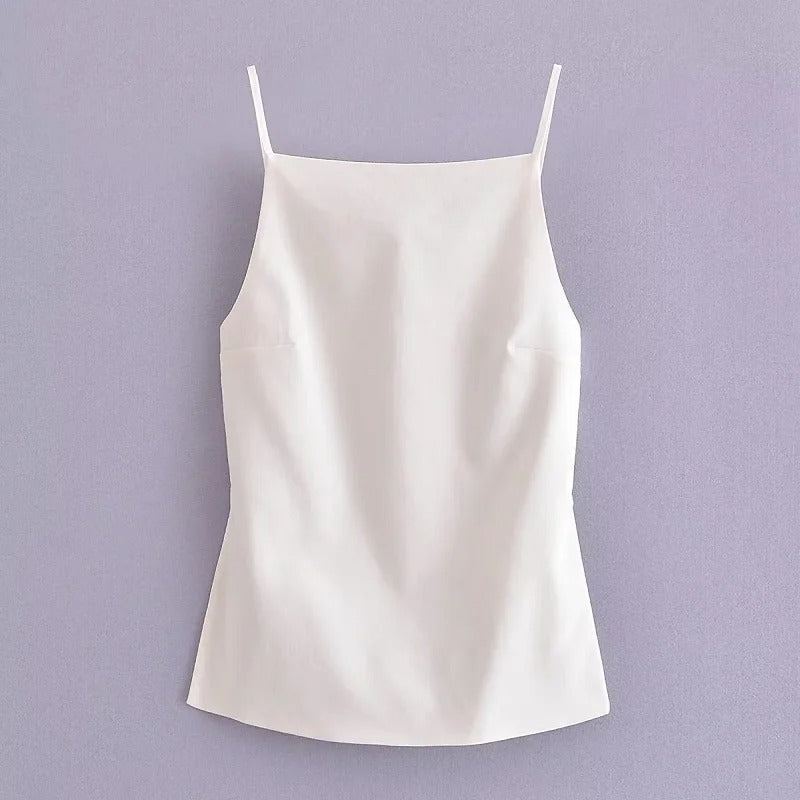 Elegant ryggfri topp for kvinner, moderne design med firkantet hals. Perfekt for sommeren.