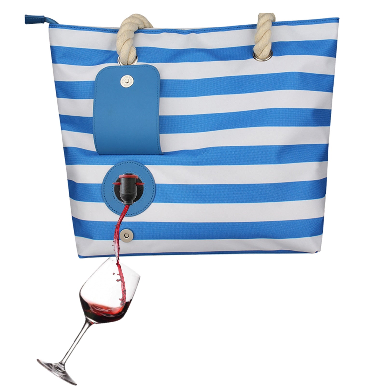 Romslig vinveske/strandveske med skjult flaskeholder. Perfekt for sommerlige utflukter.