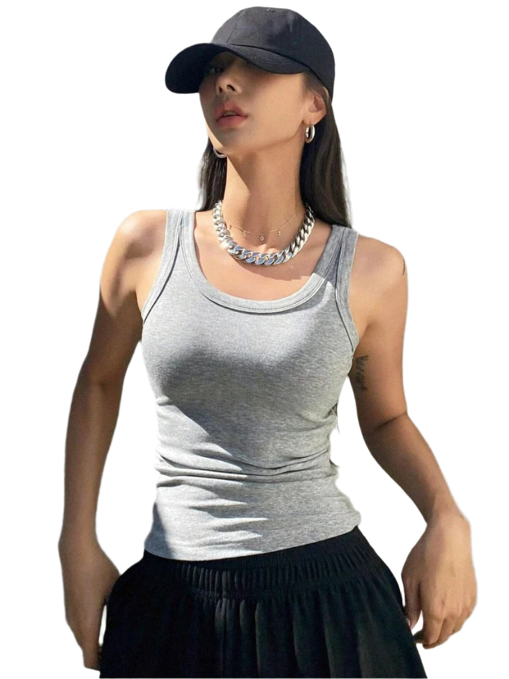 Kvinner strikket camisole tank topp for hverdagskomfort. Myk ermeløs sommertopp.