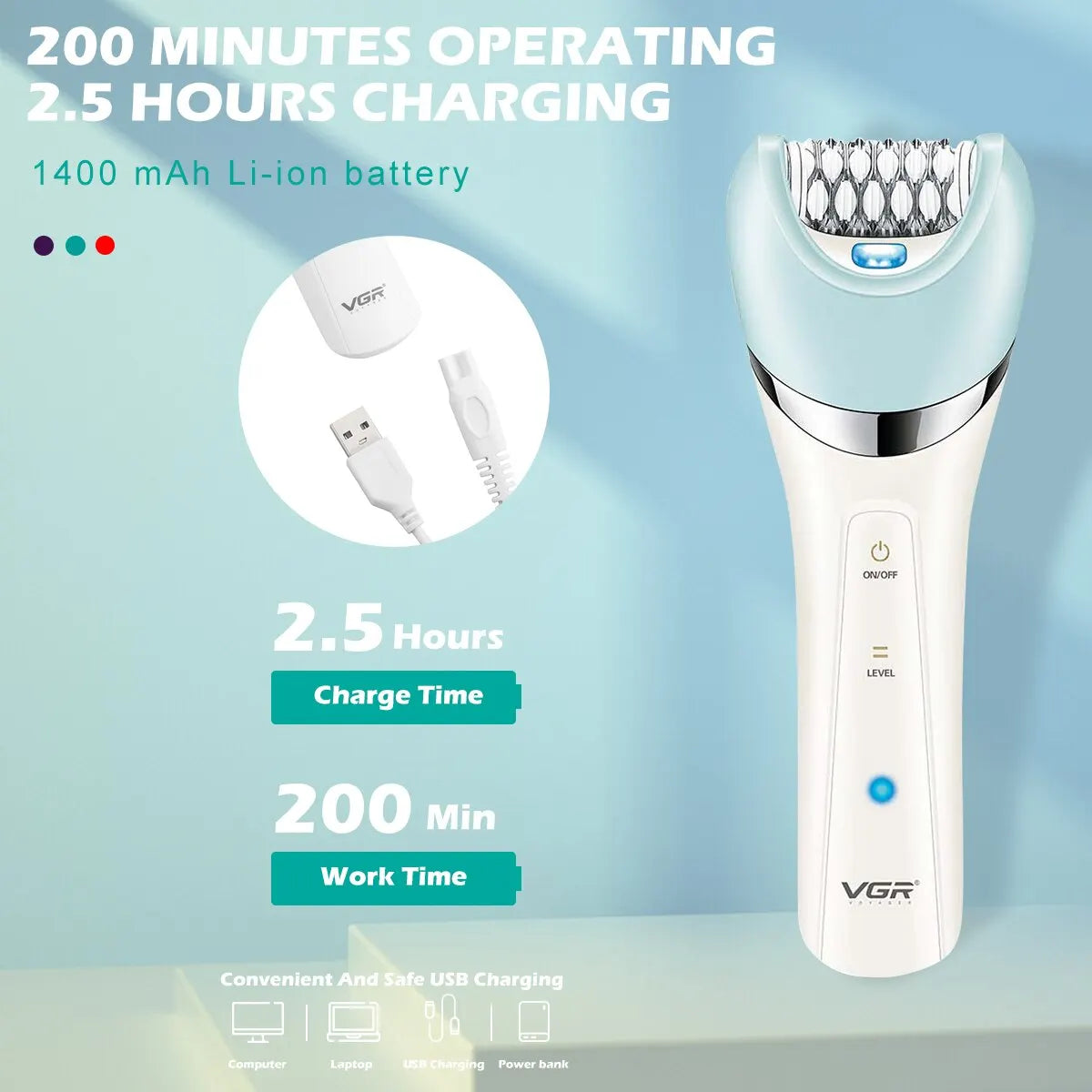 Kvinners 5-i-1 epilator med ansiktsrengjøringsbørste, gir dyp rens for ren og sunn hud.