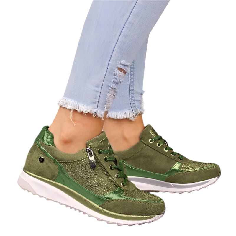 Kvinners lette sneakers med moderne design og borrelås. Ideelle komfortsko for hverdag og fritid, antiskli såle.