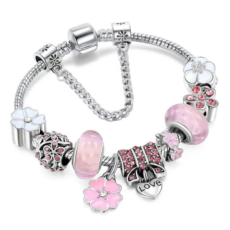 Kvinnes blomstermotiv armbånd i 925 sølv, elegant naturinspirert design for henne.