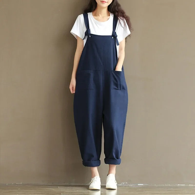 Komfortabel og løs harem jumpsuit for kvinner, ideell for hverdag, reise og avslappede sommeraktiviteter.