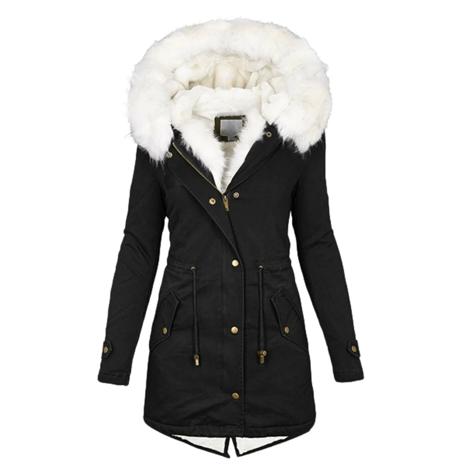 Lang dame hettejakke, varm parkas for høst og vinter. Komfortabel og stilren yttertøy.