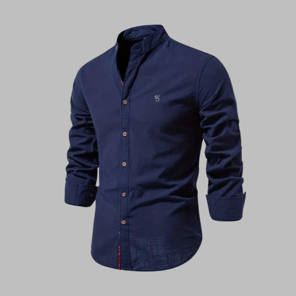 Herre langermet poloskjorte i 100% bomull; slimfit design for en moderne og komfortabel passform.