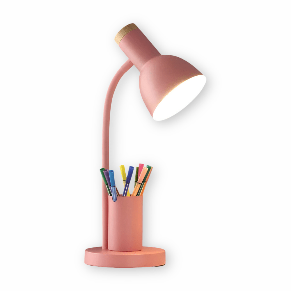 LED-lampe med smart penneholder, sikrer god belysning og orden på ethvert skrivebord.