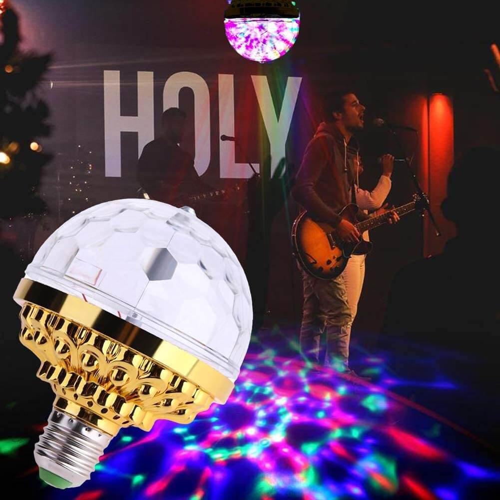 Detaljert LED Krystall Magisk Ball, et fargerikt roterende discoball-lys som skaper fantastisk feststemning.