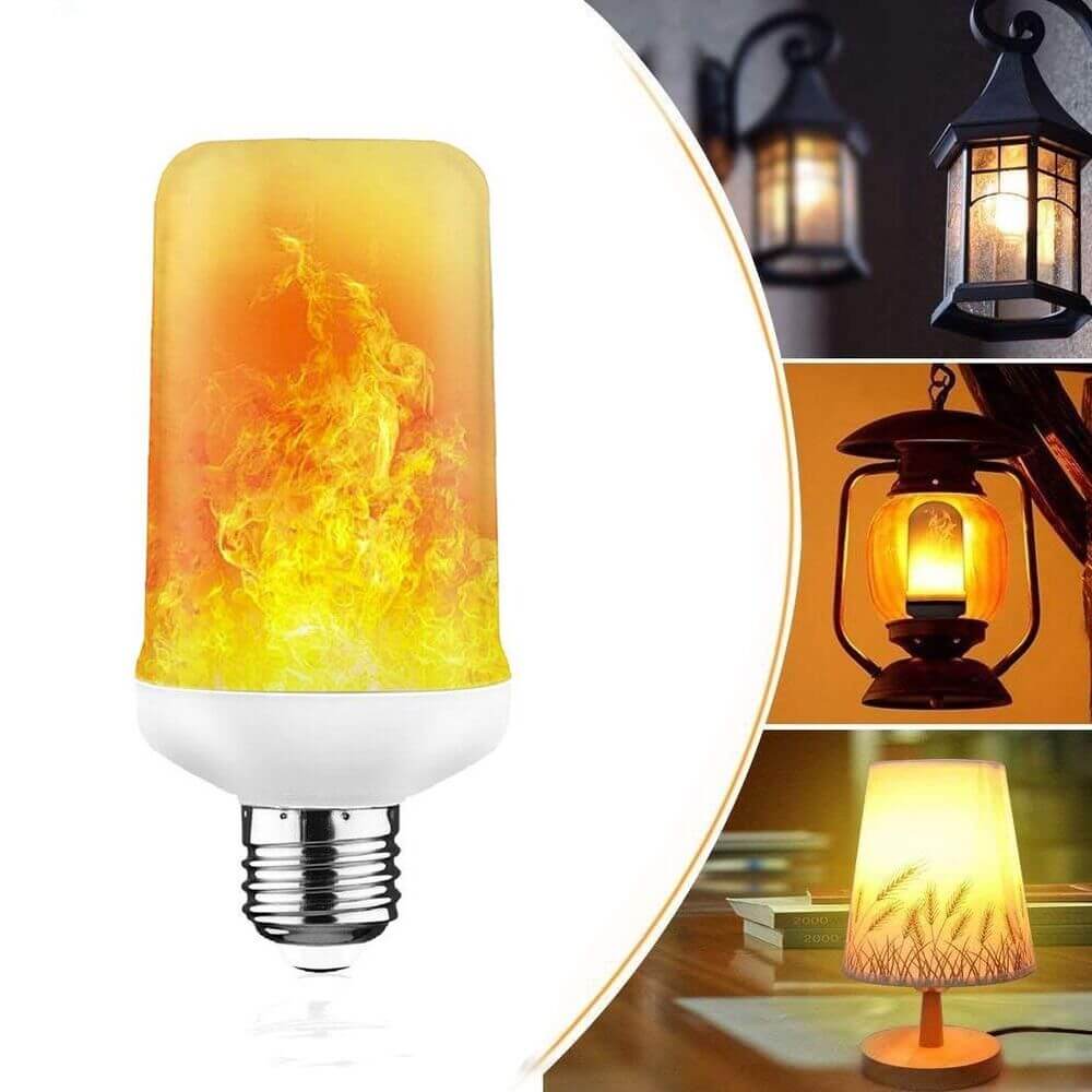 LED lyspære med realistisk flammeeffekt, perfekt for koselig interiør og stemningsfull belysning.