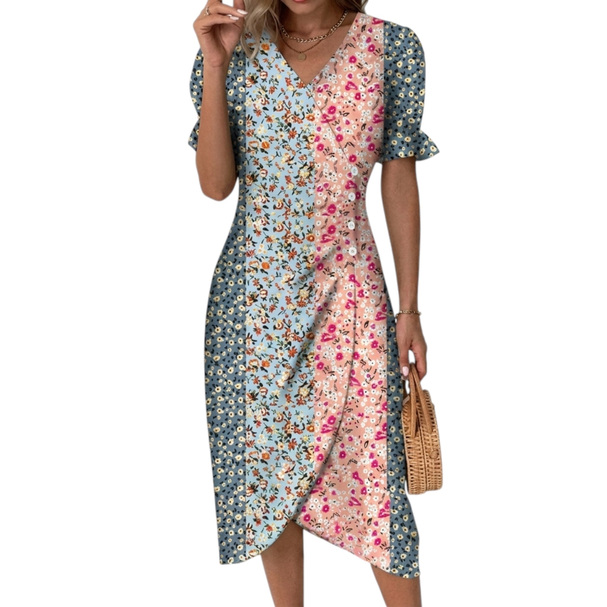 Trendy sommerkjole for dame, lett og behagelig, ideell for enhver sommerlig anledning.
