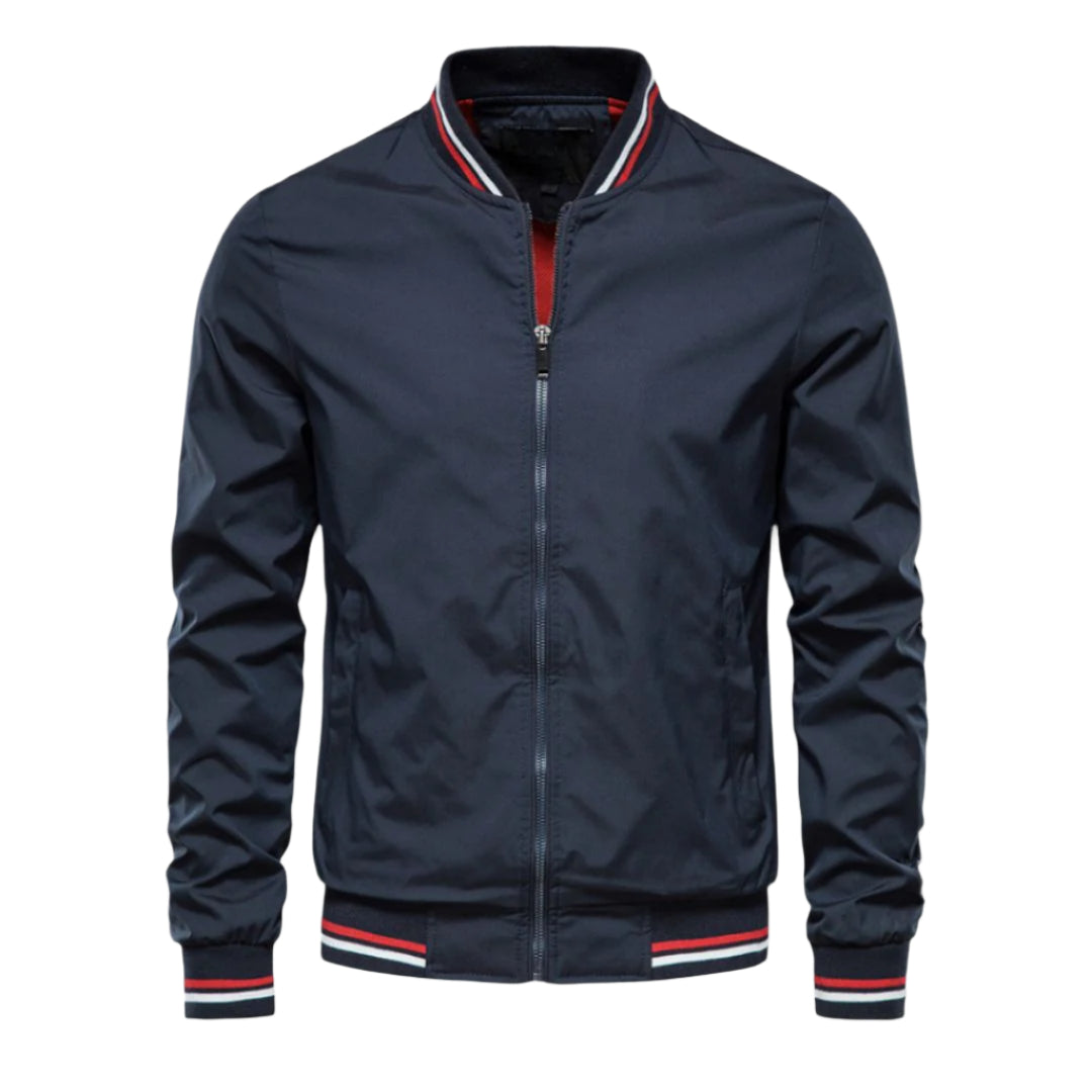 Lettvektig herre bomberjakke med glidelås, perfekt for casual hverdagsstil og komfort.