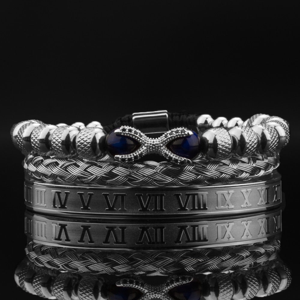 Elegant armbåndsett med krone for kvinner, justerbart og med strålende bling.