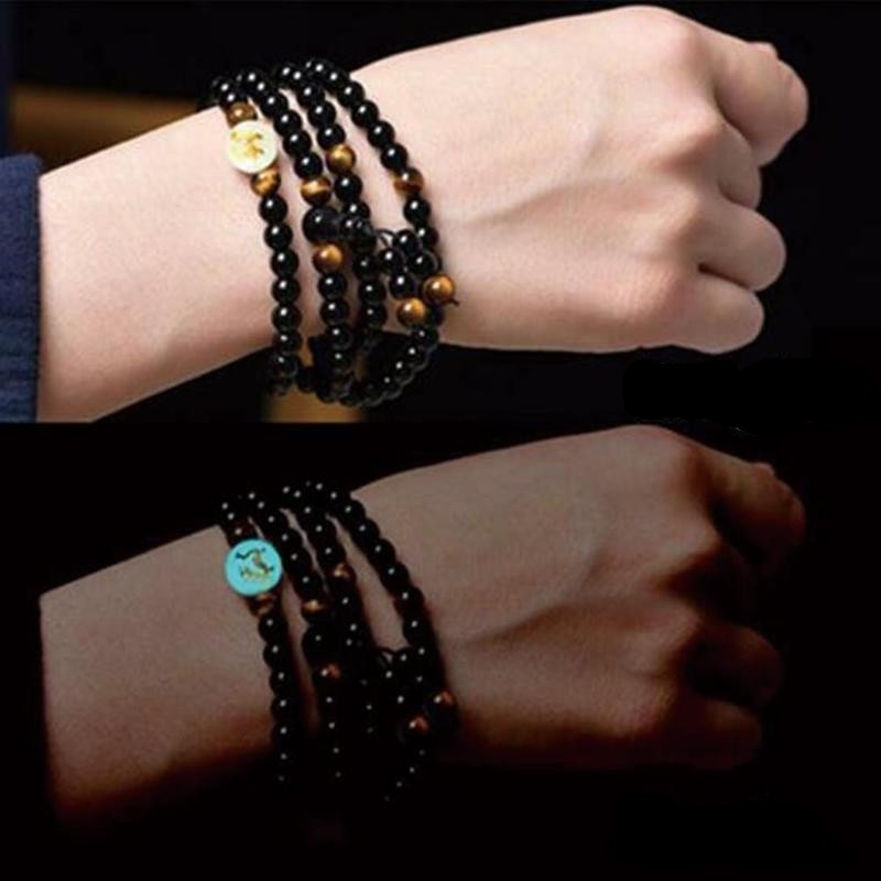 Energismykke: Lysende drage armbånd av obsidian naturstein, en unik gave.