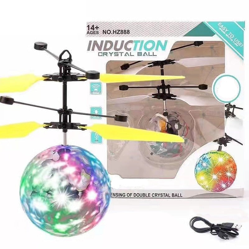 USB-oppladbar flyvende LED leketøyball, ideell gave til barn for innendørs lek og underholdning.