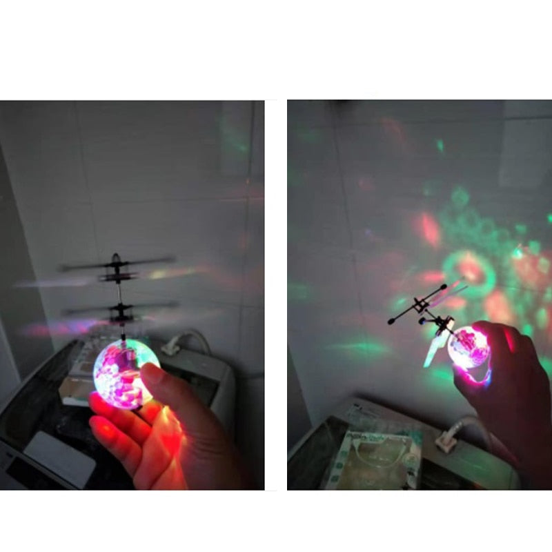 Oppladbar RC helikopter-leke, en interaktiv flyvende LED ball for barn og voksne. Flott gaveidé.
