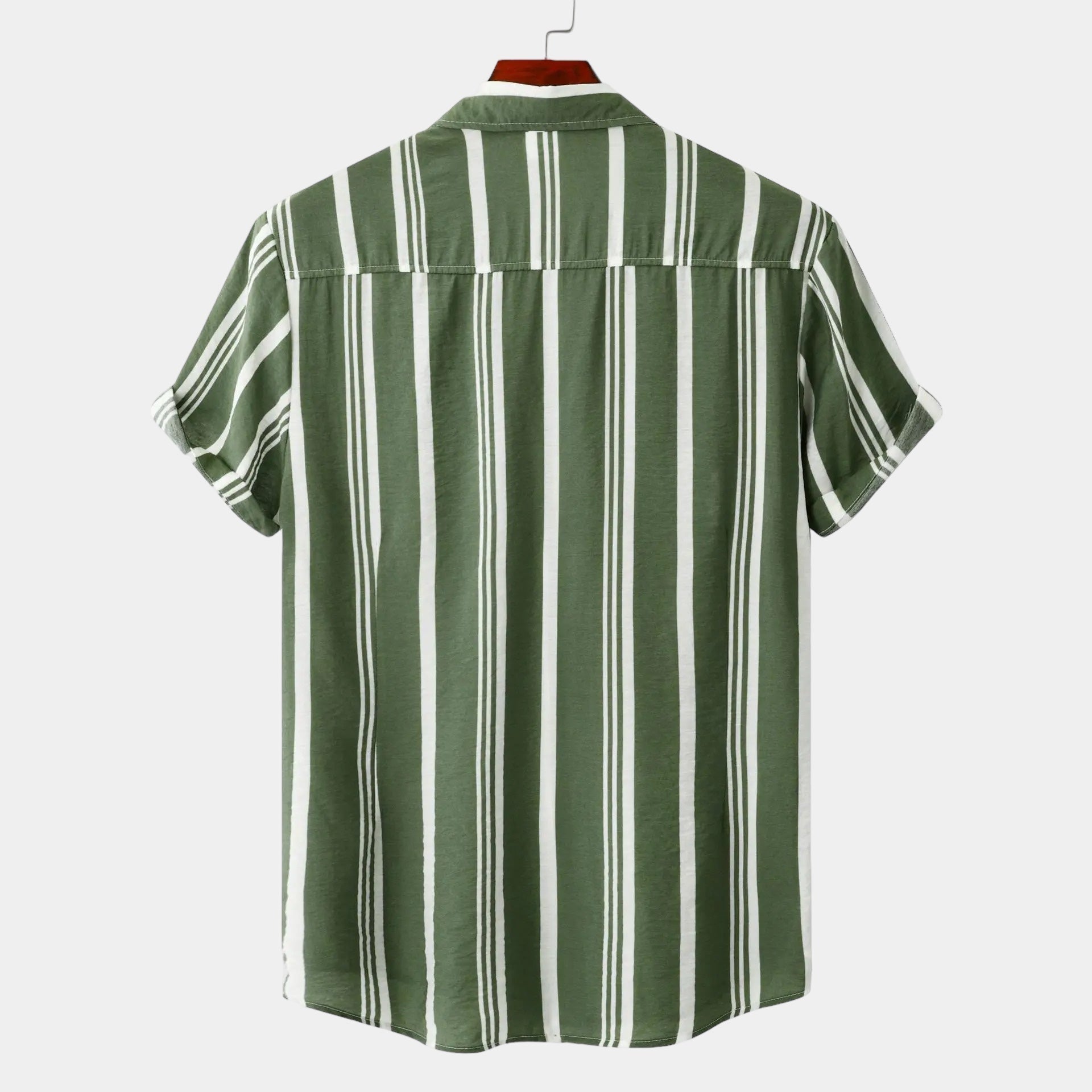 Herreskjorte med tidløs stripete design, tilgjengelig i mørk blå og grønn, klassisk herremote.