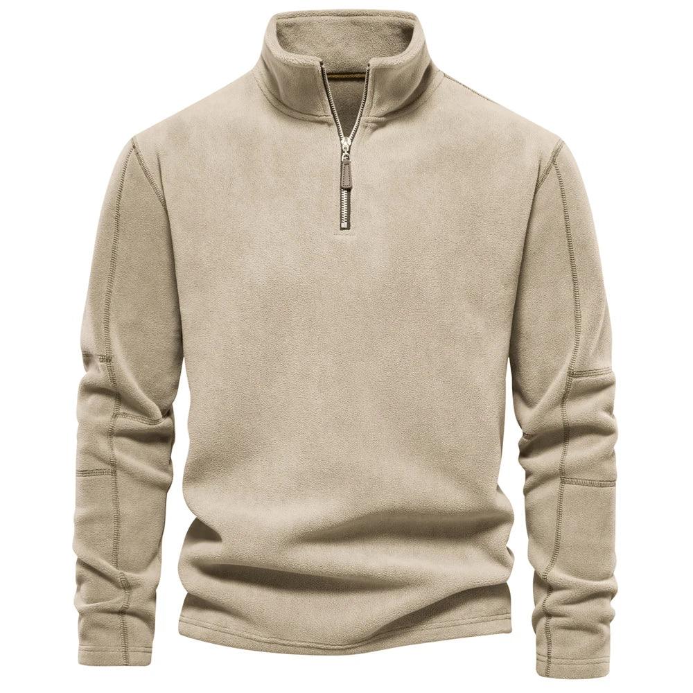Stilren, casual herre glidelåsjakke i fleece. Komfortabel fritidsjakke med vendbar krage.