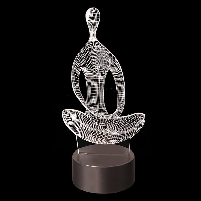 Moderne 3D yogalampe for hjemmet. Perfekt som nattlys eller gave for meditasjon.
