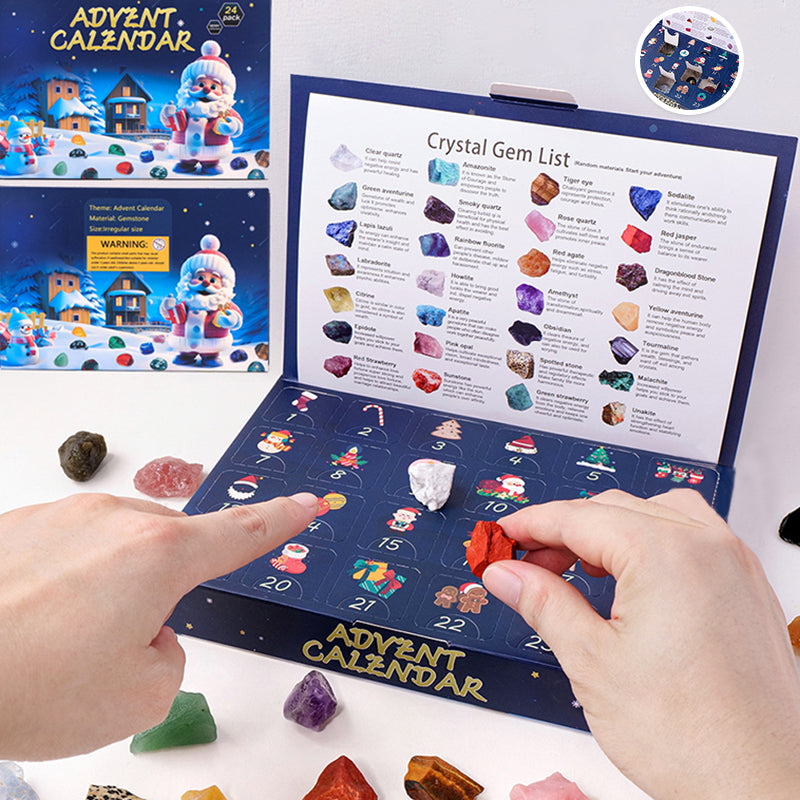 Magisk adventskalender med 24 unike natursteiner for barn og voksne. Perfekt julegave.
