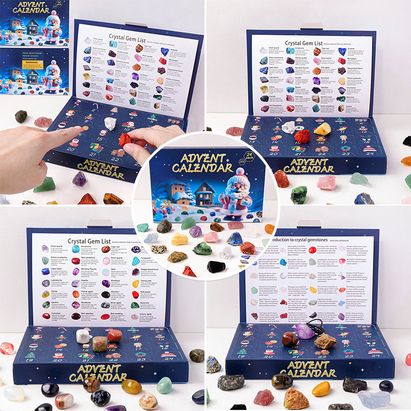 Adventskalender fylt med 24 forskjellige krystaller og mineraler. Spennende gaveide.