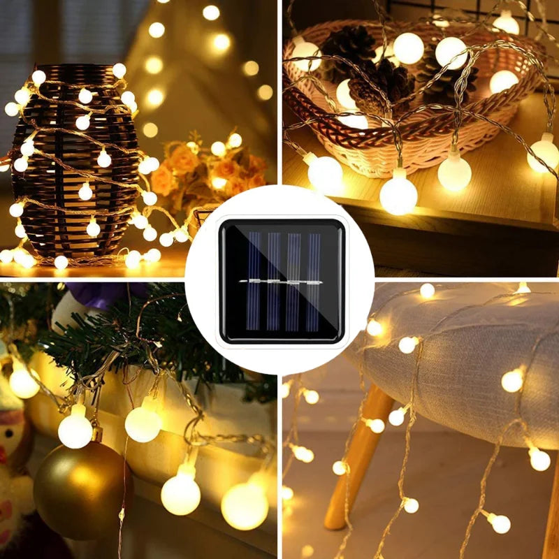 Solcelledrevne festlys for hage og terrasse, vanntette LED-lys gir magisk utendørs stemning.