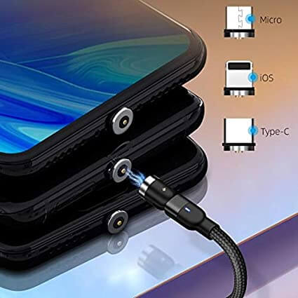 Universal magnetisk ladekabel med hurtigladefunksjon og dataoverføring for alle typer mobiltelefoner.