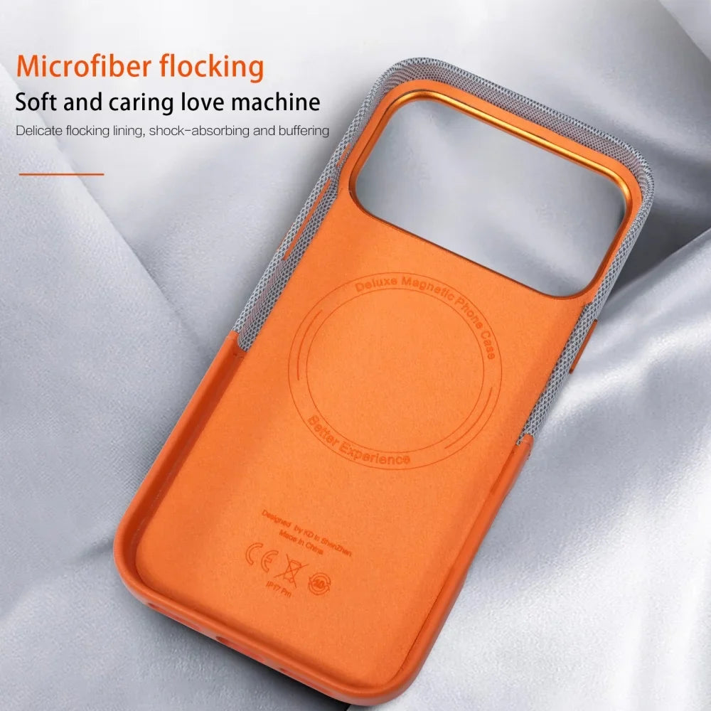 Detaljvisning av magnetisk iPhone deksel med kortlomme. Perfekt mobilveske for beskyttelse og oppbevaring.