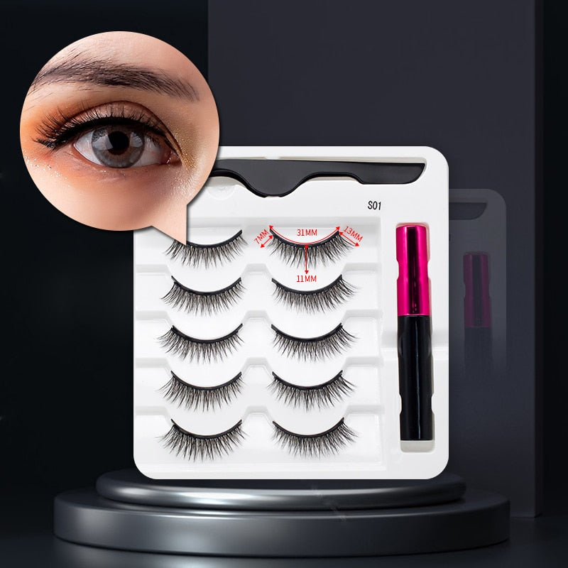 Glamorøse magnetiske falske vipper. Vanntett eyeliner for enkel, gjenbrukbar øyesminke til kvinner.