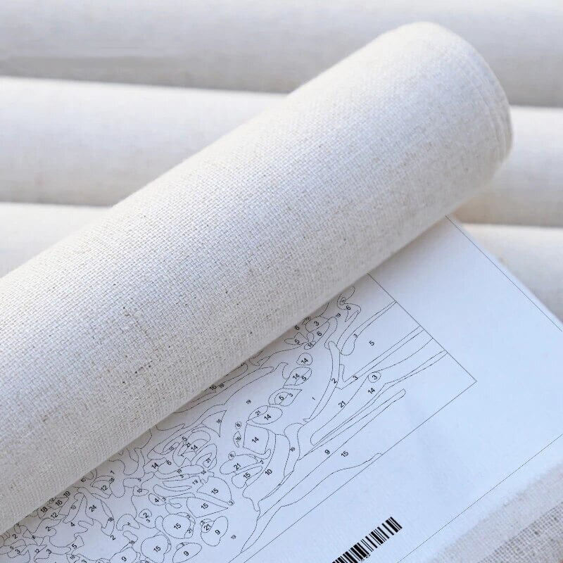 Detaljert bilde av malesett etter tall: lerret, maling, pensler. Klar for kreativ DIY-kunst.
