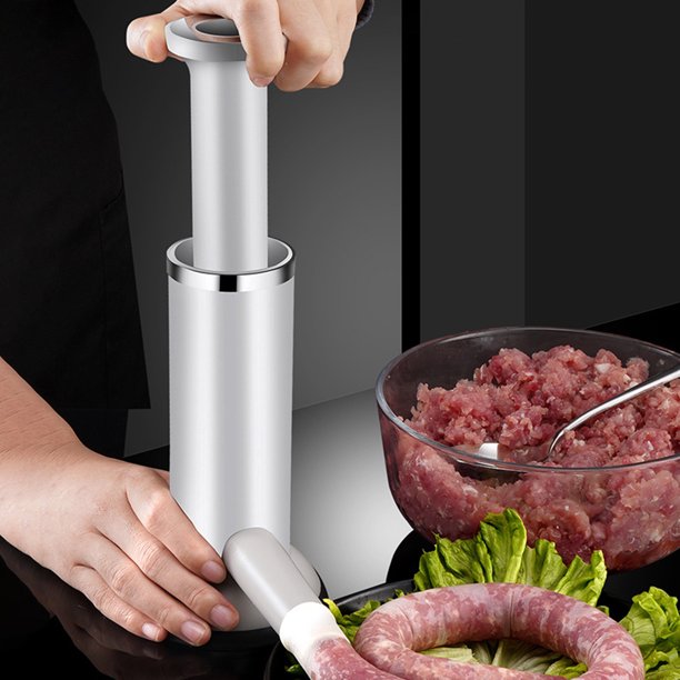 Nahaufnahme der Kurbel eines Wurstfüllers, betont die einfache Bedienung für schnelle Wurstherstellung.