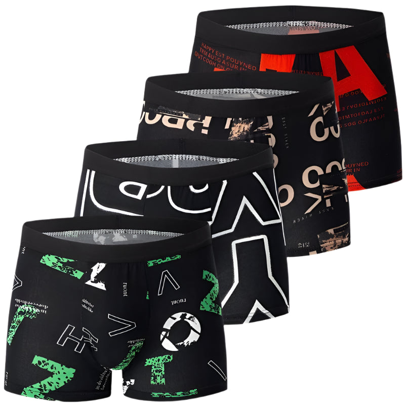 Menns 4-pakning boksershorts, komfortable pustende undertøy for hverdag og stil.