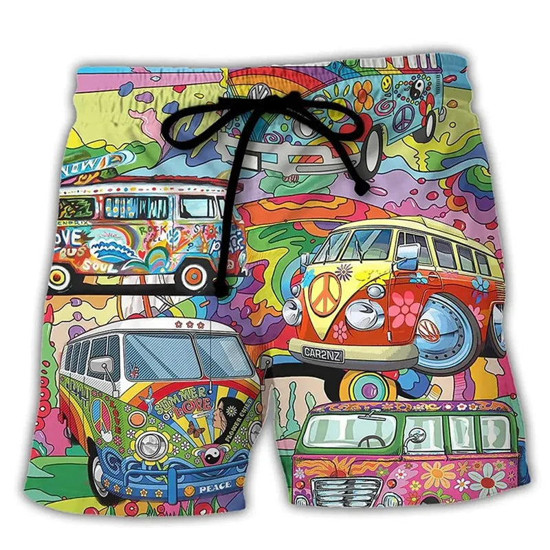 Menns graffiti badebukse. Hurtigtørkende strandshorts for sommer og basseng. Komfortabelt herre badetøy.