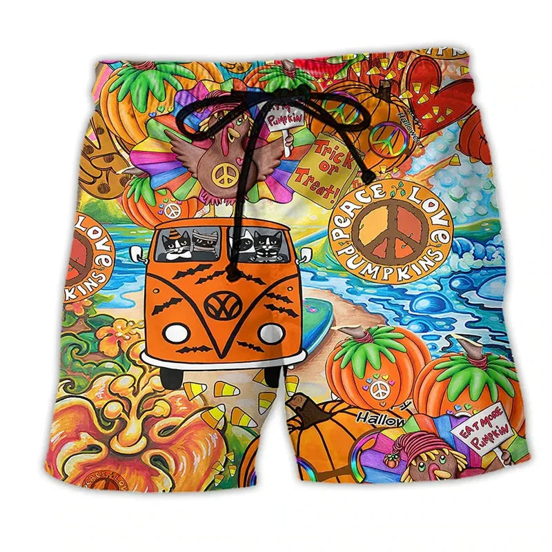 Menns badeshorts med graffiti-kunst, klar for sommer og strand. Hurtigtørkende stoff sikrer komfort etter badet.