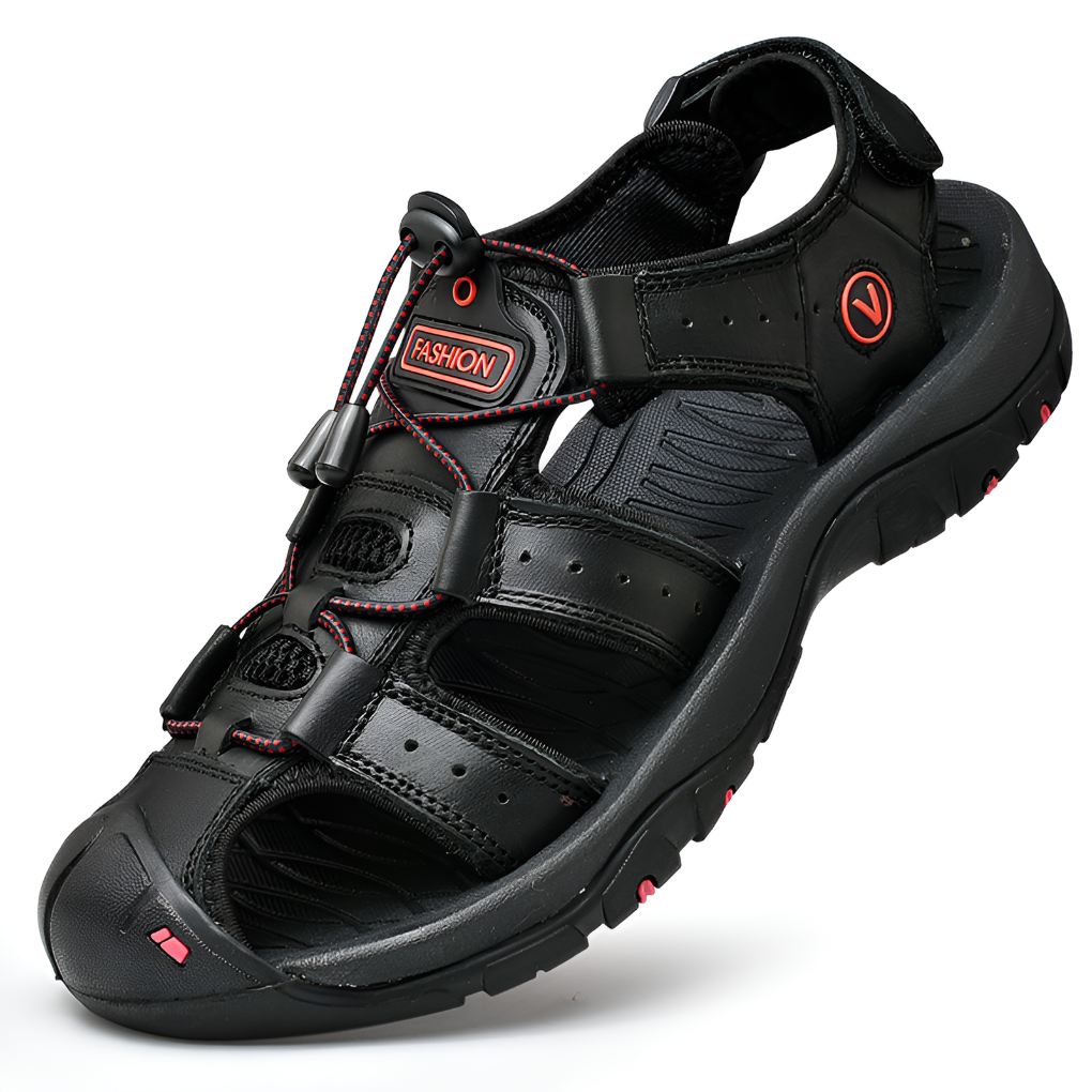 Flerfargede menns sandaler med justerbare stropper. Ergonomisk design for komfort og balanse. Perfekt herresko.